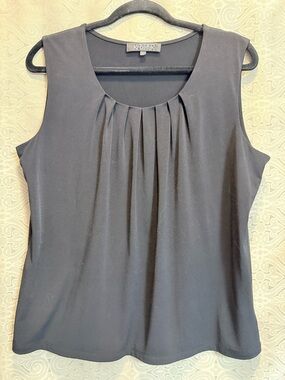Kasper Black Sleeveless Pleated Shell Top